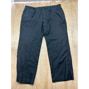 Tasso Elba Mens 100% Linen Drawstring Pants Black Straight Leg 40x30 WPL8046